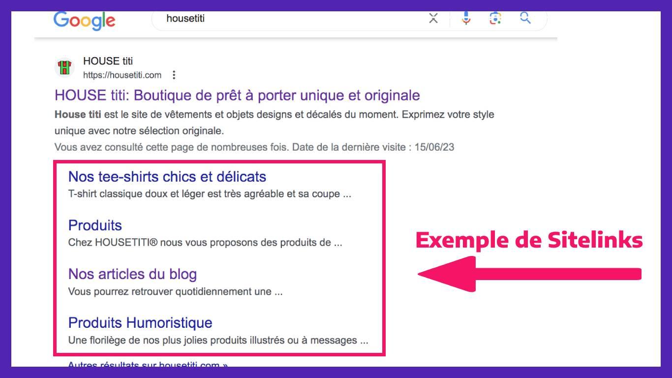 Exemples de sitelinks