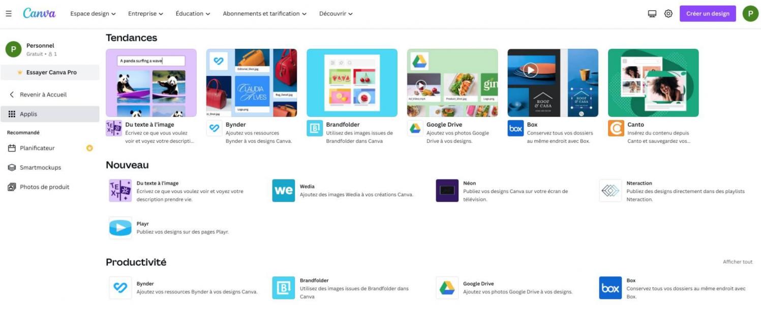 Intégration outils avec Canva