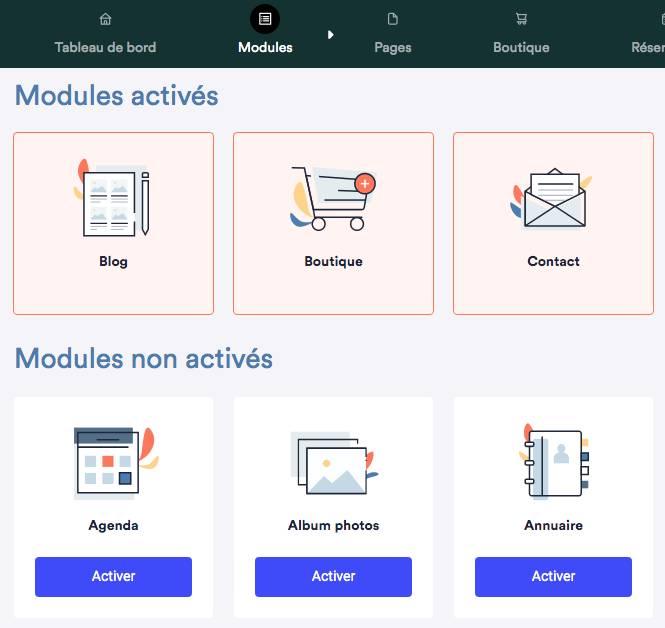 Modules e monsite